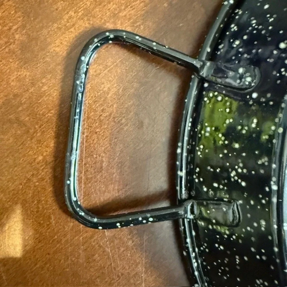Set of 2 Black Enamel Steel Pans 13.5